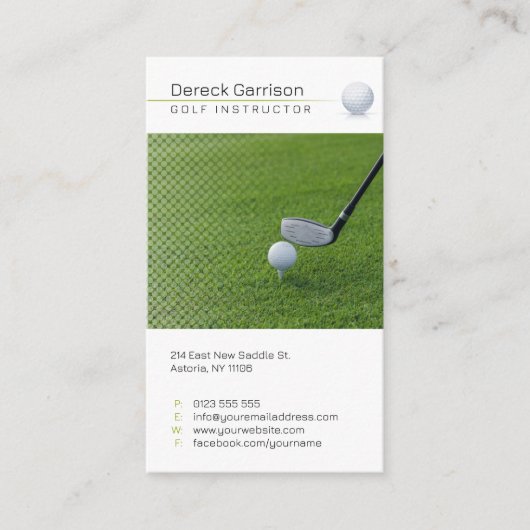 Carte De Visite Instructeur de golf | Professeur professionnel (Devant)