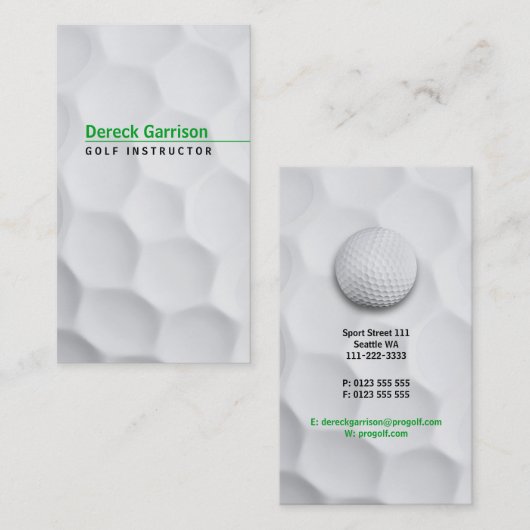 Carte De Visite Instructeur de golf | Professionnel (Devant / Derrière)