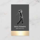 Carte De Visite Instructeur de golf professionnel Modern Gold Fron (Devant)