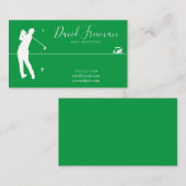 Carte De Visite Instructeur de golf Simple Swing Silhouette Green (Devant / Derrière)