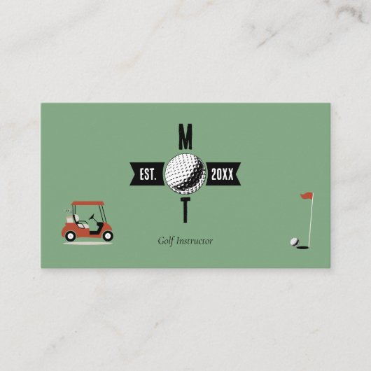 Carte De Visite Instructeur de golf Social Media QR Code Vert (Devant)