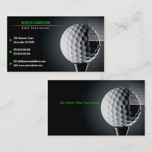 Carte De Visite Instructeur de golf | Sport parfait (Devant / Derrière)