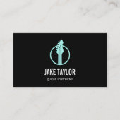 Carte De Visite Instructeur de guitare cool Black & Aqua (Devant)