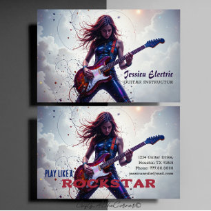 Carte De Visite Instructeur de guitare rock Star