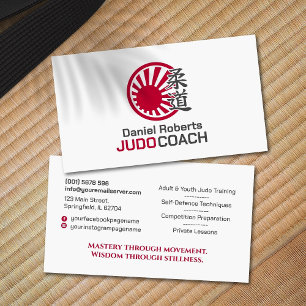 Carte De Visite Instructeur de judo - Kanji et Soleil Levant