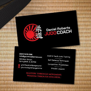 Carte De Visite Instructeur de judo - Kanji et Soleil Levant