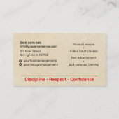 Carte De Visite Instructeur de karaté - silhouette Kanji et karate (Dos)