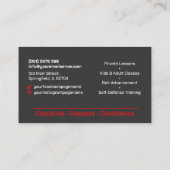 Carte De Visite Instructeur de karaté - silhouette Kanji et karate (Dos)