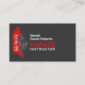 Carte De Visite Instructeur de karaté - silhouette Kanji et karate (Devant)