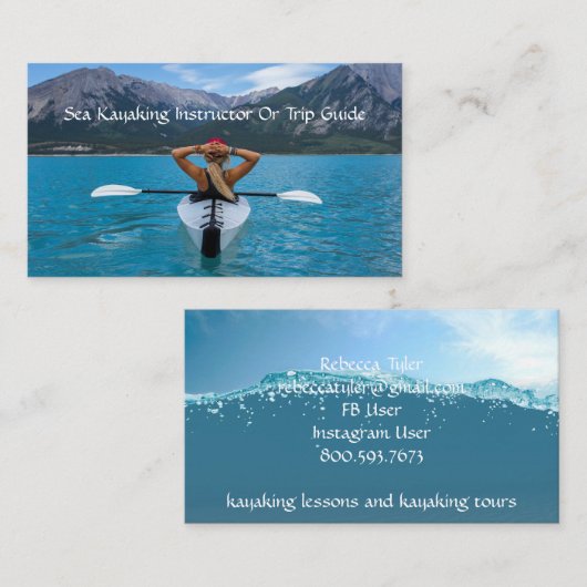 Carte De Visite Instructeur De Kayak Ou Guide D'Excursion Sur Moun (Devant / Derrière)