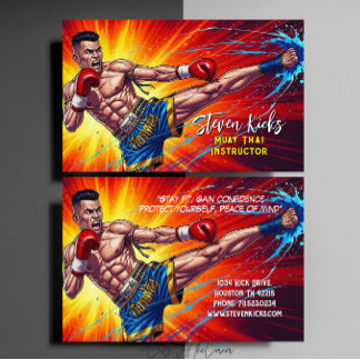 Carte De Visite Instructeur de kickboxing arts martiaux Muay Thai
