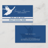 Carte De Visite Instructeur de l'école de danse blanche et bleue (Devant / Derrière)