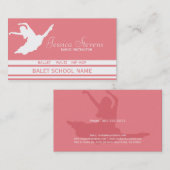Carte De Visite Instructeur de l'école de danse blanche et rose (Devant / Derrière)