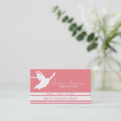 Carte De Visite Instructeur de l'école de danse blanche et rose (Debout devant)