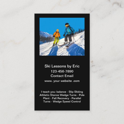 Carte De Visite Instructeur de leçons de ski en pente (Devant)