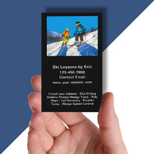 Carte De Visite Instructeur de leçons de ski en pente