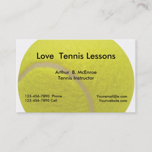 Carte De Visite Instructeur de leçons de tennis (Devant)