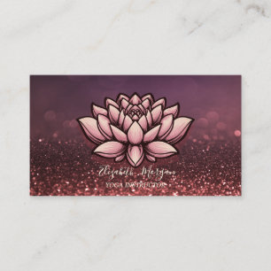 Carte De Visite Instructeur de Lotus Yoga Burgundy Bokeh