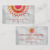 Carte De Visite Instructeur de marbre blanc élégant de yoga de (Devant / Derrière)