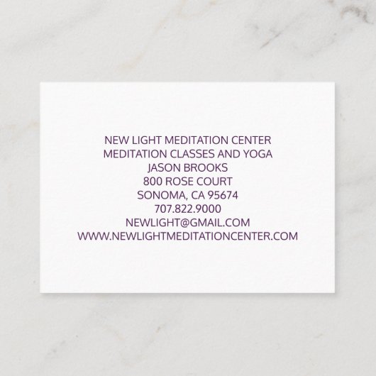 Carte De Visite Instructeur de méditation (Dos)