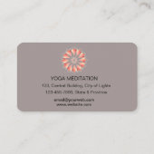 Carte De Visite Instructeur de méditation de Yoga Lotus Flower (Dos)