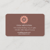 Carte De Visite Instructeur de méditation de Yoga Lotus Flower (Dos)