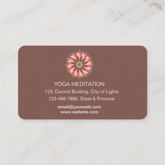 Carte De Visite Instructeur de méditation de Yoga Lotus Flower (Dos)