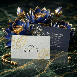 Carte De Visite Instructeur de méditation Yoga Gold Floral Mandala