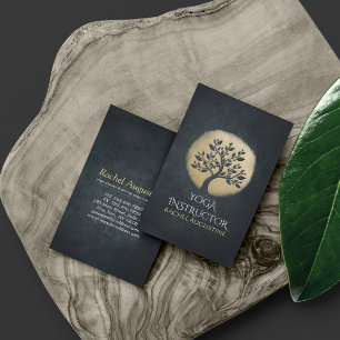 Carte De Visite Instructeur de méditation Yoga Studio Black Gold T