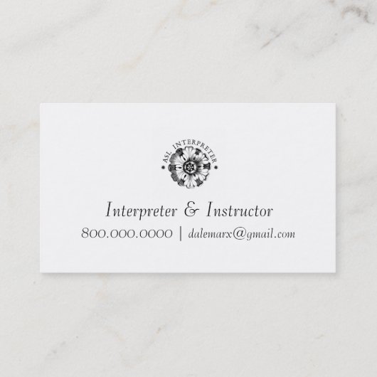 Carte De Visite Instructeur de Motif en Langue des Signes Américai (Dos)