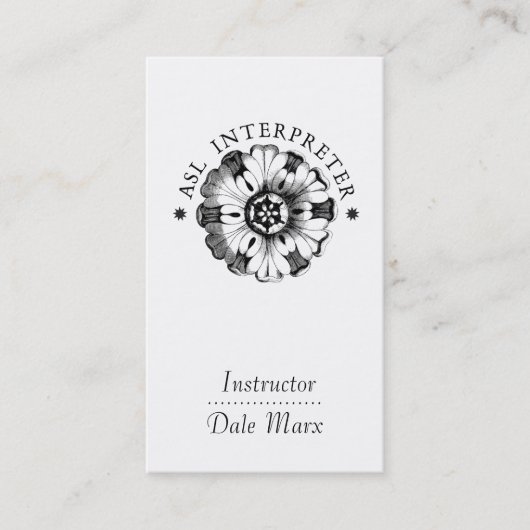 Carte De Visite Instructeur de Motif en Langue des Signes Américai (Devant)