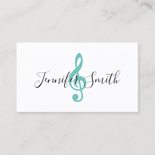 Carte De Visite Instructeur de musicien de Clé Turquoise clair (Devant)