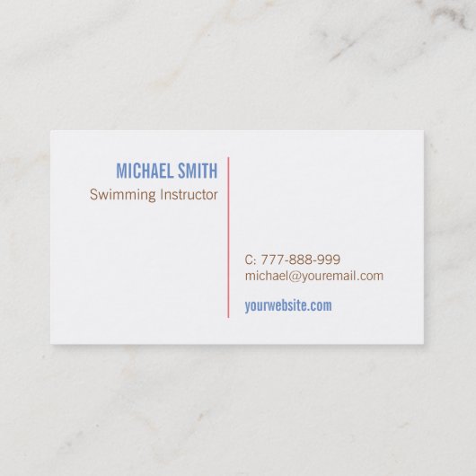 Carte de visite instructeur de natation pour enfan (Dos)