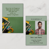 Carte De Visite Instructeur de photo Memorial (Devant / Derrière)