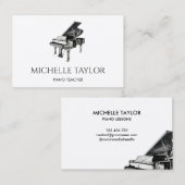 Carte De Visite Instructeur de piano simple Musique Enseignant Pia (Devant / Derrière)