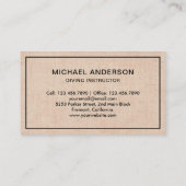 Carte De Visite Instructeur de plongée en burlap rustique (Dos)