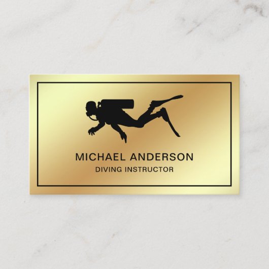 Carte De Visite Instructeur de plongée Faux Gold Foil (Devant)