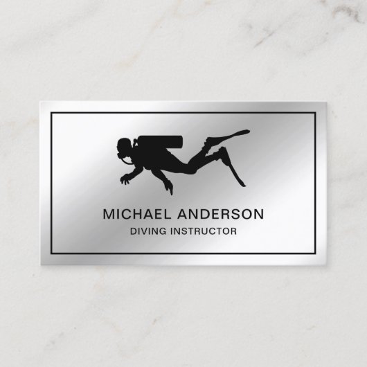 Carte De Visite Instructeur de plongée sous-marine en acier métall (Devant)