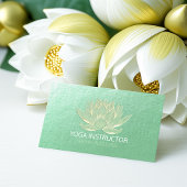 Carte De Visite Instructeur de Reiki de méditation Lotus d'or vert