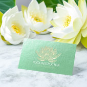 Carte De Visite Instructeur de Reiki de méditation Lotus d'or vert