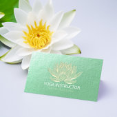 Carte De Visite Instructeur de Reiki de méditation Lotus d'or vert