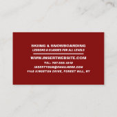 Carte De Visite Instructeur de ski alpin, de ski et de snowboard (Dos)