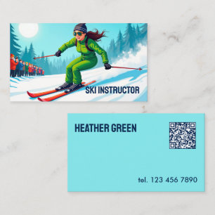 Carte De Visite Instructeur de ski QR personnalisé