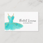Carte De Visite Instructeur de studio de danse de ballet turquoise (Devant)