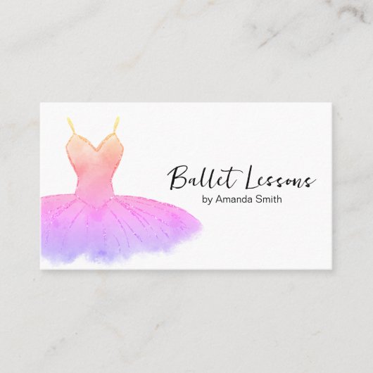 Carte De Visite Instructeur de studio de danse de ballet violet &  (Devant)