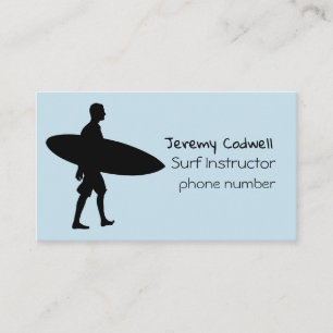 Carte De Visite Instructeur de Surf bleu clair Cool