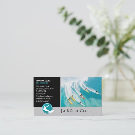 Carte De Visite Instructeur de surf | Surfboard Active Recreation  (Debout devant)