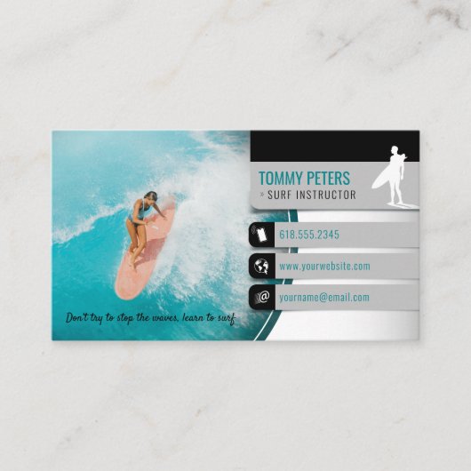 Carte De Visite Instructeur de surf | Vacances actives Surfboard (Devant)