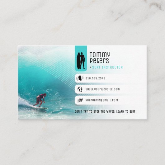 Carte De Visite Instructeur de surf | Vacances actives Surfboard (Devant)