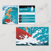 Carte De Visite Instructeur de surf | Vacances actives Surfboard (Devant / Derrière)